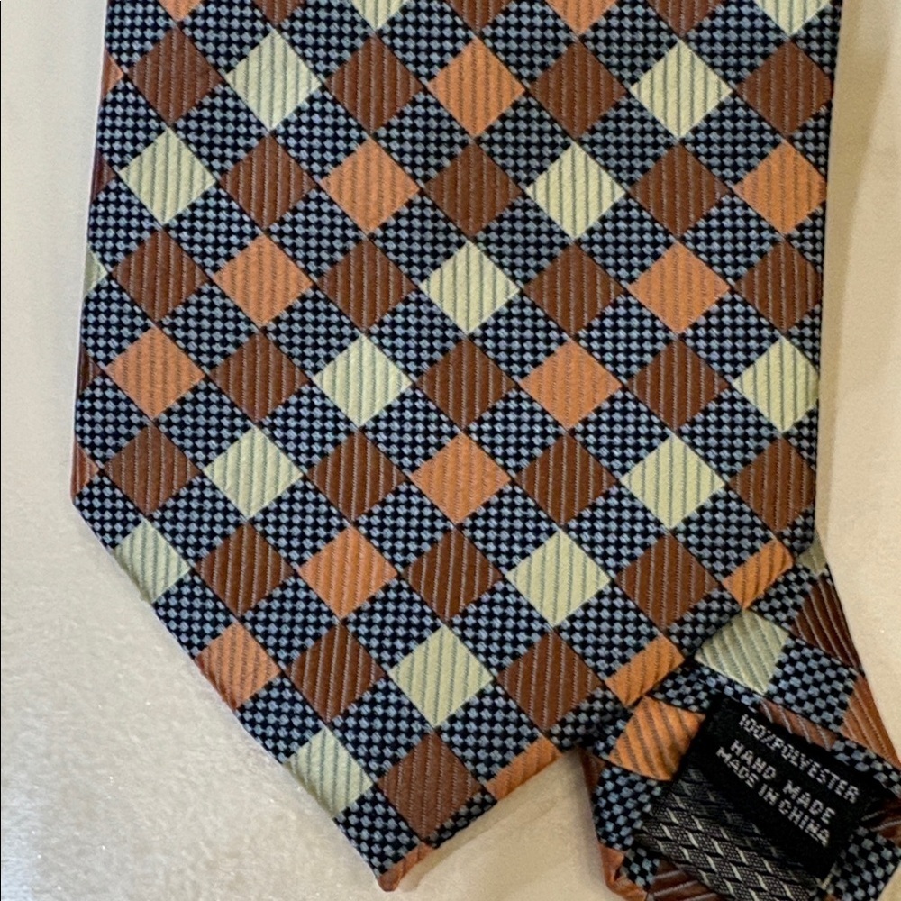 Valerio Garati Checkered Tie in brown yellow check black gray career